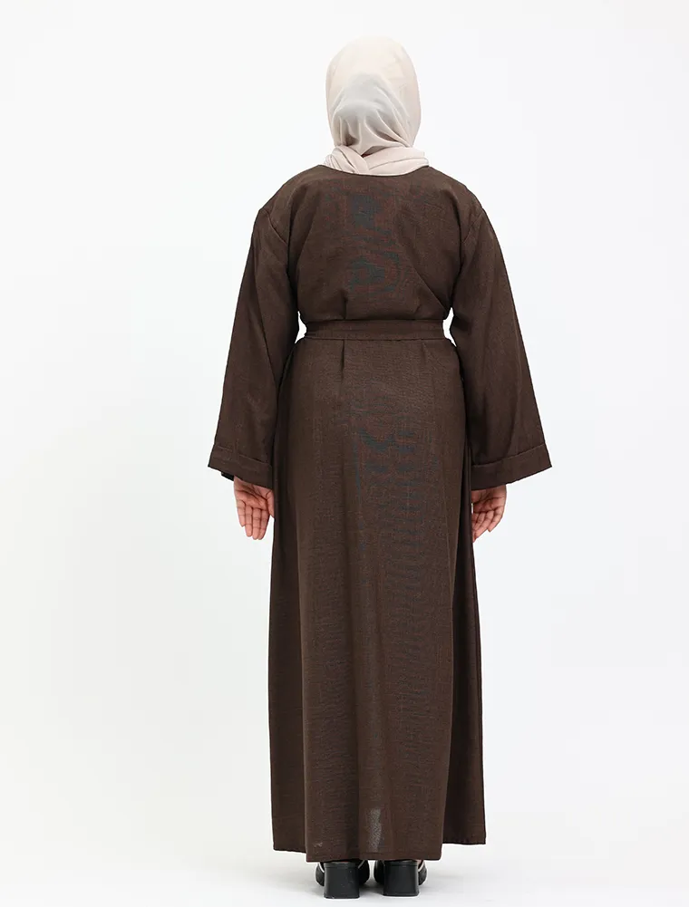 Brown Linen Girls Abaya